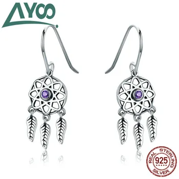 

AYOO high quality popular S925 sterling silver temperament earrings hollow net tassel earrings best birthday gift