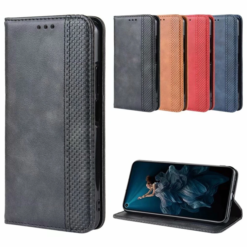 Винтажный Магнитный флип чехол для Huawei Honor 7S 8S 8X9X10 20 i V20 20S Pro Lite Роскошный кожаный чехол-бумажник для телефона бизнес