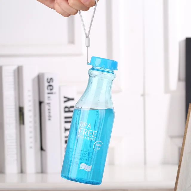 Crystal Water Bottle Transparent Frosted Leak-proof Plastic kettle 550mL Portable Water Bottle for Travel Yoga Running Camping 4