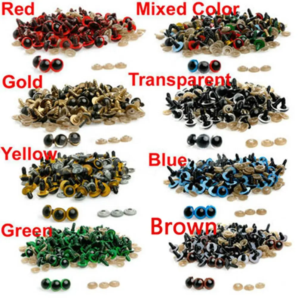 100 Pcs 8-20mm Plastic Safety Eyes for Teddy Bear Doll Animal Puppet Craft DIY Plastic Safety Eyes Puppet Craft DIY Craft DIY