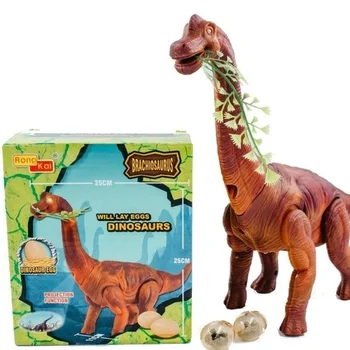 Brinquedo dinossauro que bota ovo e seus filhos luzes e