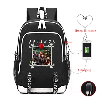 

Usb Charging Backbag Friends Halloween Horror Team Scary Movies Character Print Teenager School Backpack Bag Travel School Bags