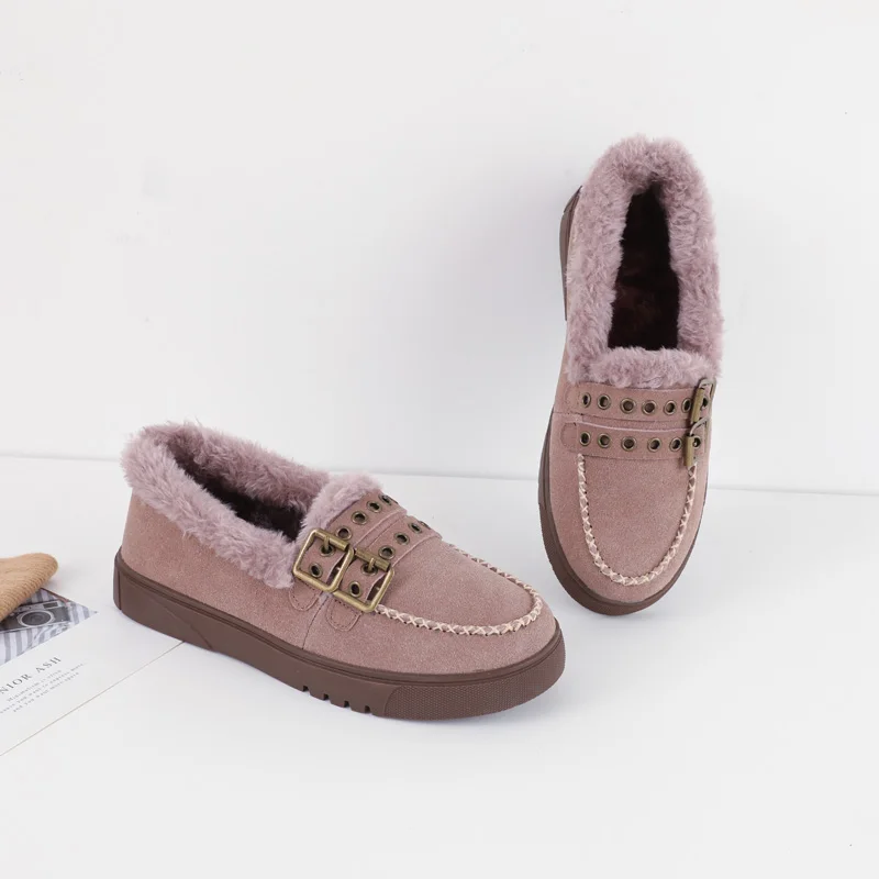Malemonkey/Size35-40; зимняя теплая и утолщенная модная женская обувь на плоской подошве; слипоны