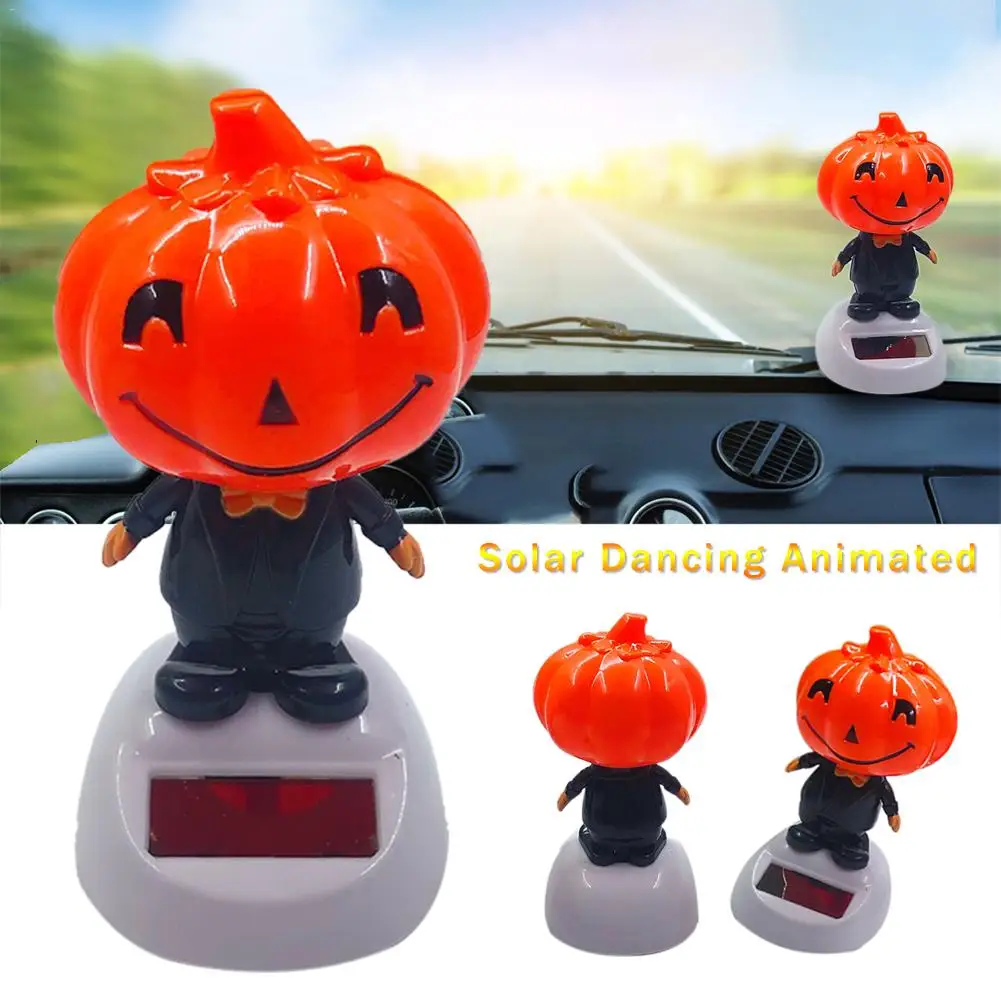 

Solar Car Decoration For Halloween Shaking Head Doll Solar Swinging PumpkinCar Doll Car Interior Jewelry Halloween Gift