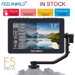 FEELWORLD F5 Pro V2 5.5 Inch on DSLR Camera Field Monitor Touch Screen 3D LUT FHD1920 1080 4K HDMI Video for Stabilizer Gimbal
