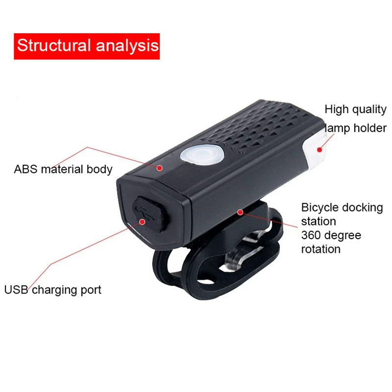 Велосипедный фонарь USB перезаряжаемая подсветка велосипедная рукоятка Фары велосипедные фары светодиодный велосипедный передний фонарь