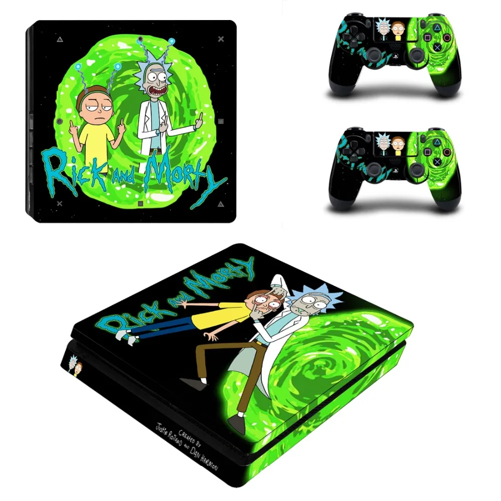 Rick and Morty полное покрытие лицевые панели PS4 тонкая кожа Виниловая наклейка, стикер для консоли Playstation 4 и контроллеров PS4 Slim Skin