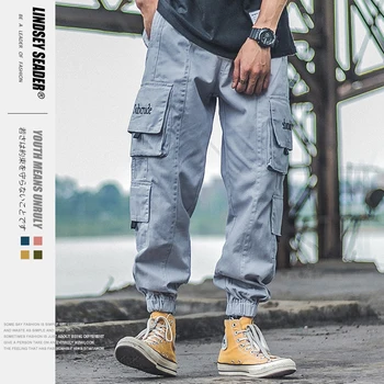 

Lindsey Seader Mens Pockets Cargo Harem Joggers Pants Trousers Hip Hop Harajuku Casual Streetwear Trousers Summer Fashion Pants