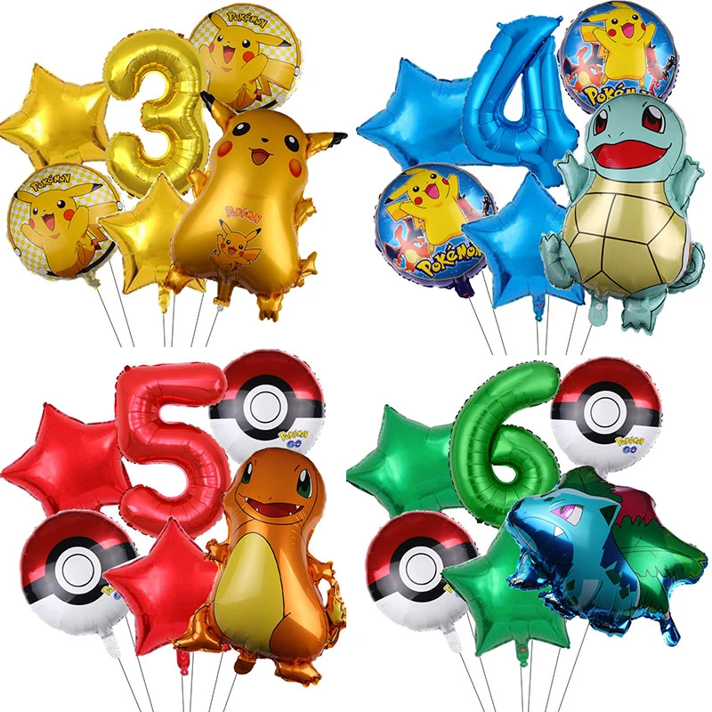 ポケモンアクションフィギュア 6個セット ポケモン ピカチュウ ジャニー アルミニウム製カメ 32インチ 数字 誕生日パーティーの装飾用バルーン Ballons Accessories Aliexpress
