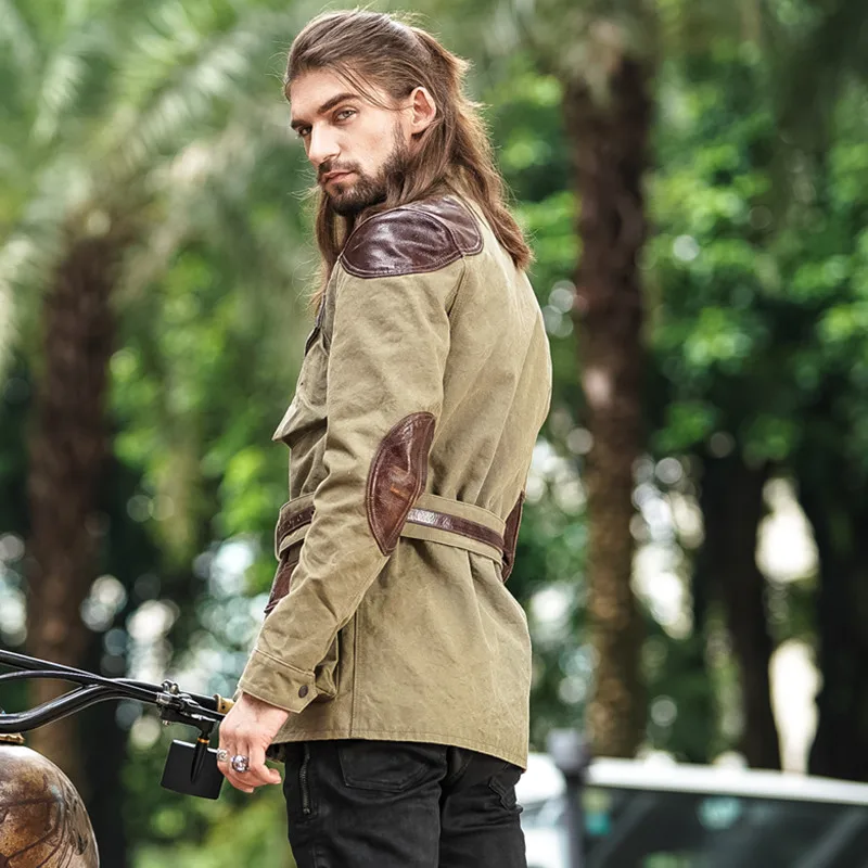 Motorcycle Jacket Men's waterproof Distressed Canvas Outdoor Jacket Safety Protective Motorbike Clothing 2 Color uglybros
