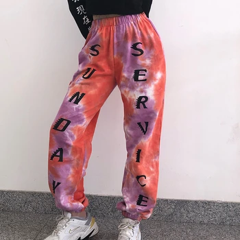

2020 New spring High Street Joggers Sweat Pants women Harajuku Elastic Wasit Hip Hop Trousers Loose Casual Sweatpants KZ132