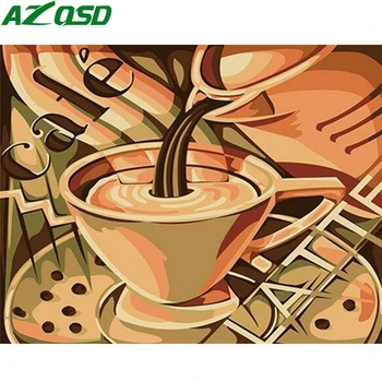 

AZQSD Paint By Numbers Landscape On Canvas Set Decor For Home Oil Painting By Numbers Coffee Acrylic Paint Unique Gift