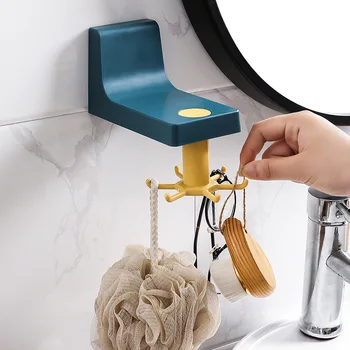

Rotated Holder Storage Rotating Hook Self Wall Mounted Adhesive Storage Rack Organizar Bathroom 360 Degrees Kitchen Accesorios