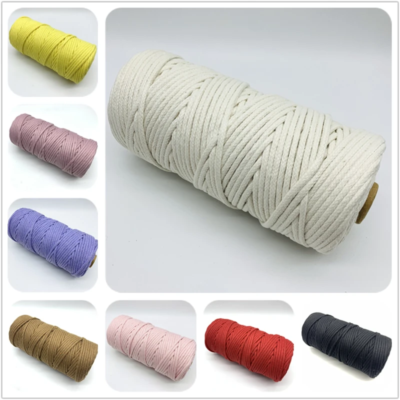 Cotton Rope 5yards 4mm Braided Twisted Cord For Handmade Decoration DIY Lanyard cotton rope