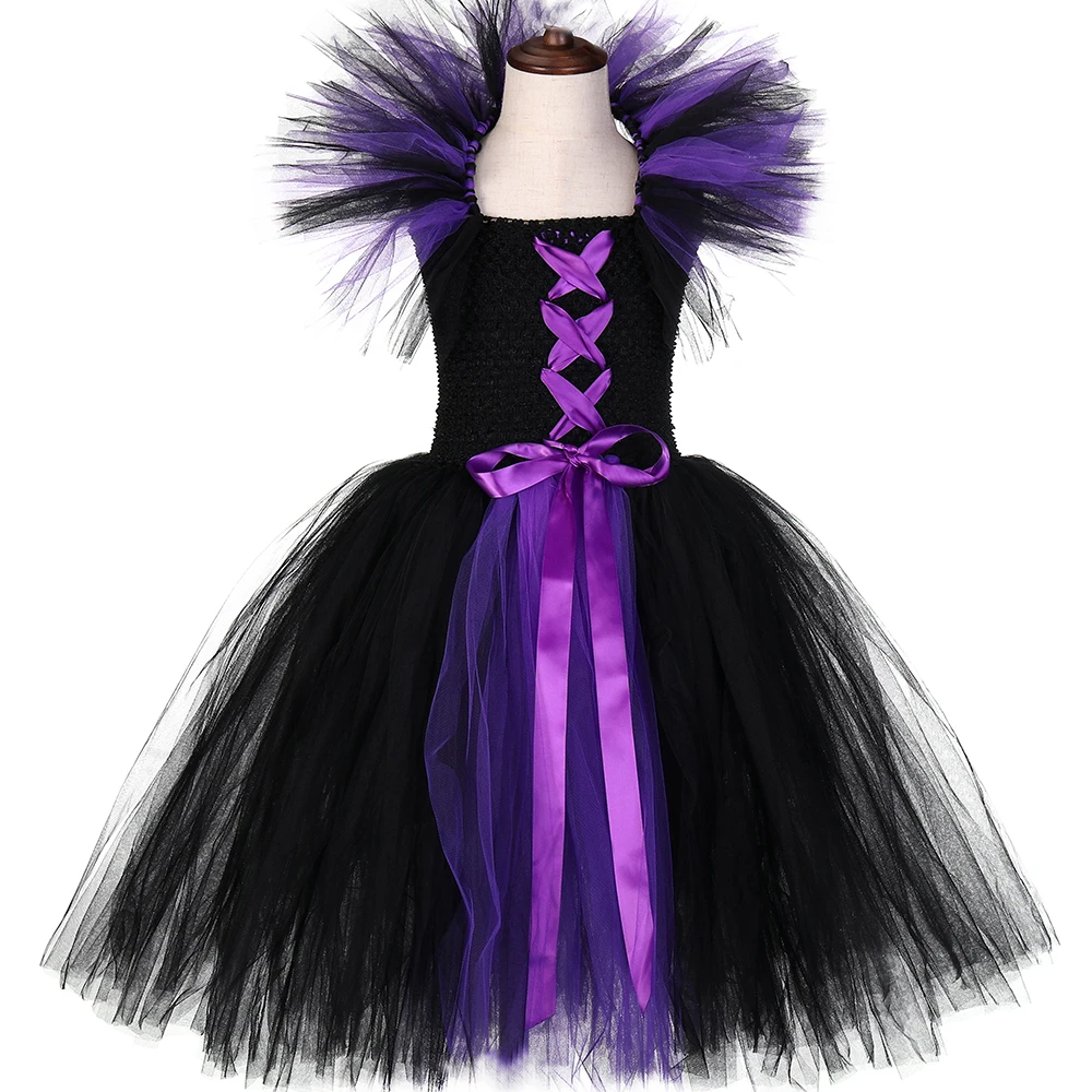 Maleficent/платье-пачка «злая королева» для девочек, вечерние костюм ведьмы для косплея на Хэллоуин, Детские бальные платья, нарядное платье для девочек 1-14 лет