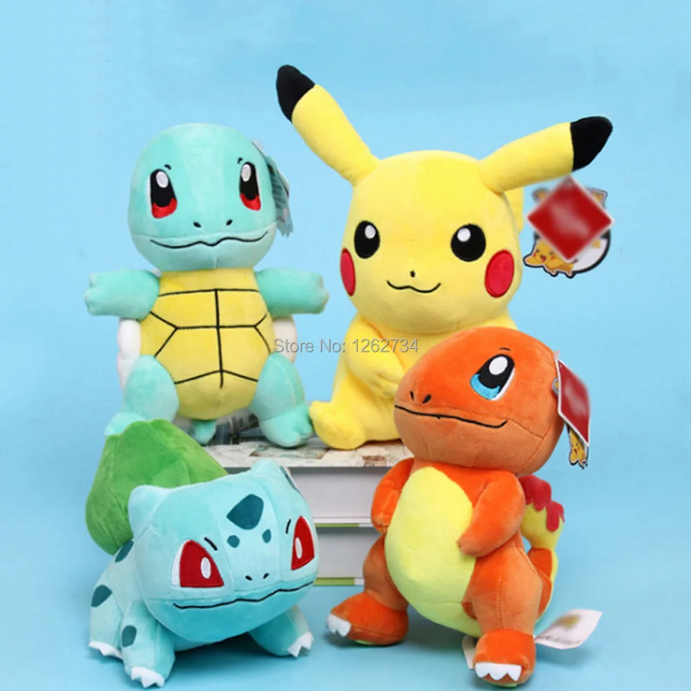 

Cute 4 Styles Pikachu Charmander Bulbasaur Squirtle 15-20CM Soft Anime Cartoon Dolls Plush Doll Figure Retail