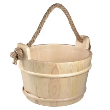 

6L Sauna Bucket Wooden Natural White Pine Water Bucket Sauna Accessories Spa Shower Supplies