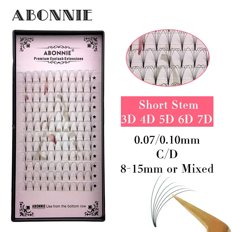 Предварительно изготовленные широкие вентиляторы 3d/4d/5d/6d с коротким стержнем, мягкие русские объемные ресницы для наращивания, натуральные предварительно сделанные ресницы для наращивания