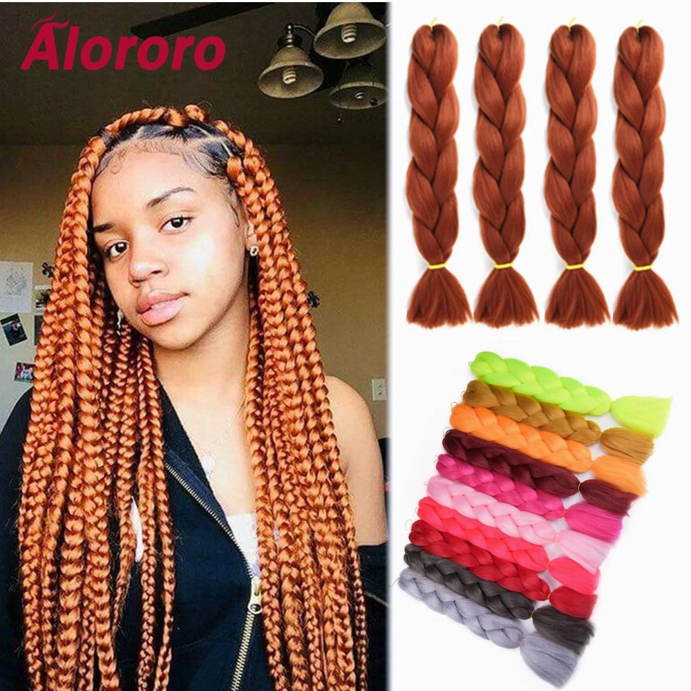 Alororo Black Pink Brown Pure Color Jumbo Braiding Hair Extensions 24  Inches/100g Afro Synthetic Fake Hair For Women Box Braids - Synthetic Braiding  Hair(for Black) - AliExpress