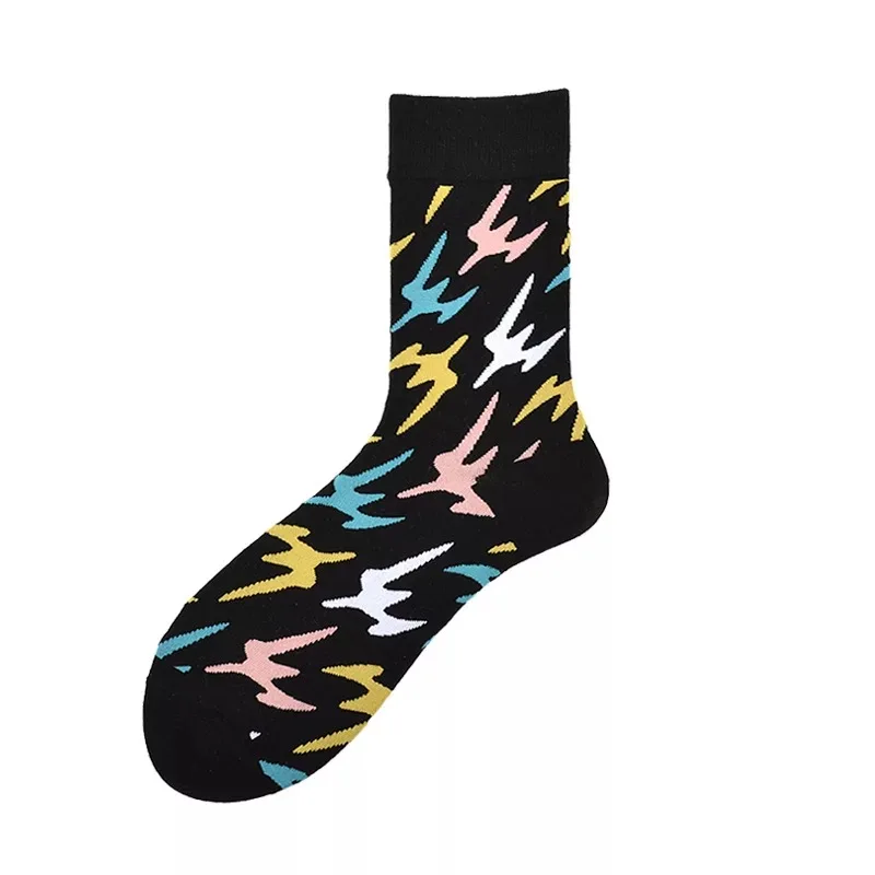 Мужские хлопчатобумажные носки, цветные художественные носки, много узоров, Длинные дизайнерские уличные носки в стиле хип-хоп, Веселые носки для скейтборда, мужская одежда - Цвет: 28