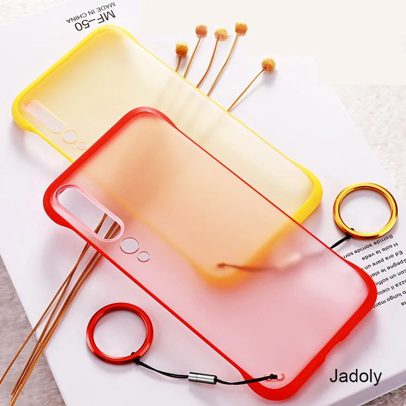 Frameless Transparent Matte Phone Case For Huawei P30 Lite Nova 4 Case P30 Lite Nova 4 With Finger Ring Lanyard
