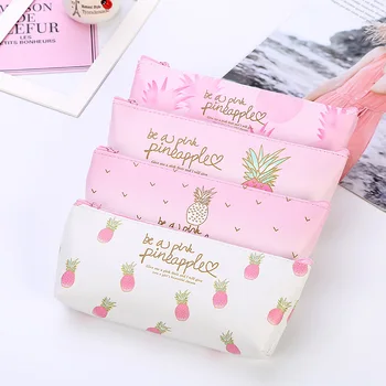 

New Canvas Fruit Pineapple Pencil Case For Girl Stationery Kawaii Pencil Bag School Office Supplies Students Gifts