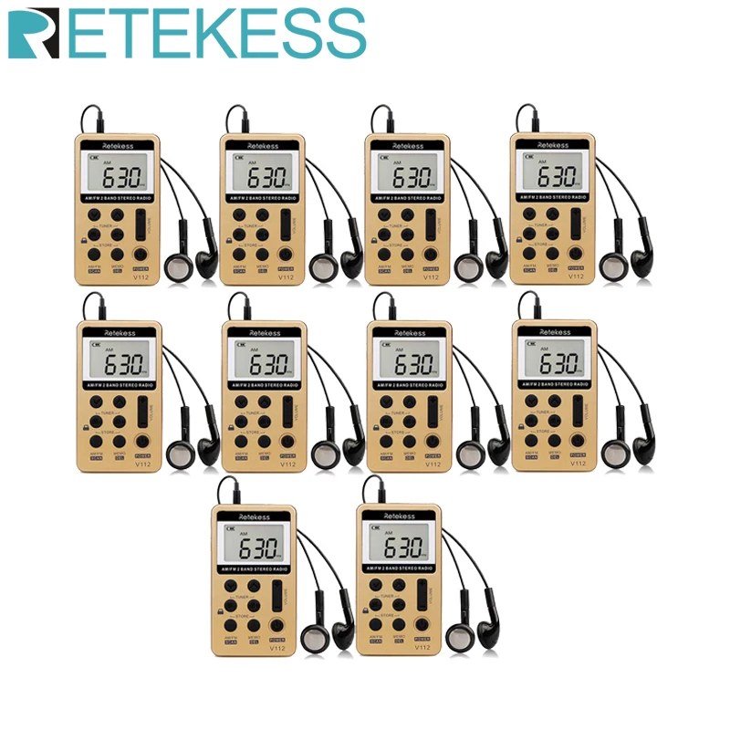 Retekess FM AM 2Band Radio Receiver Mini Pocket Rechargeable Battery W// Earphone