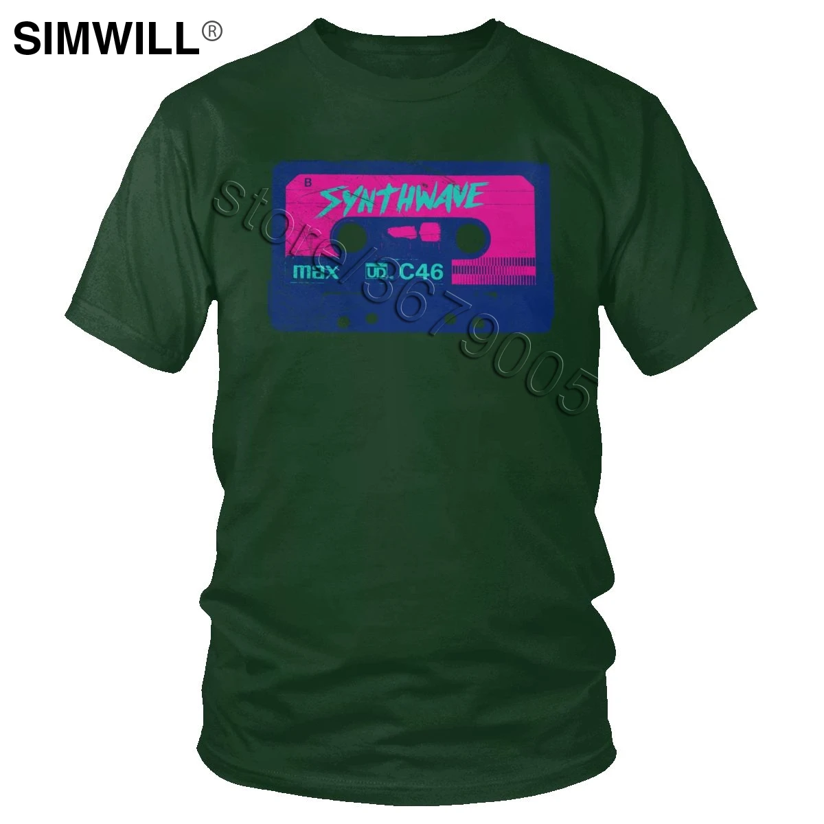 Мужская футболка с синthwave Retrowave, Винтажная футболка с лазерным приводом, футболка с коротким рукавом, хлопковая Футболка с графическим принтом, модная одежда - Цвет: Forest Green