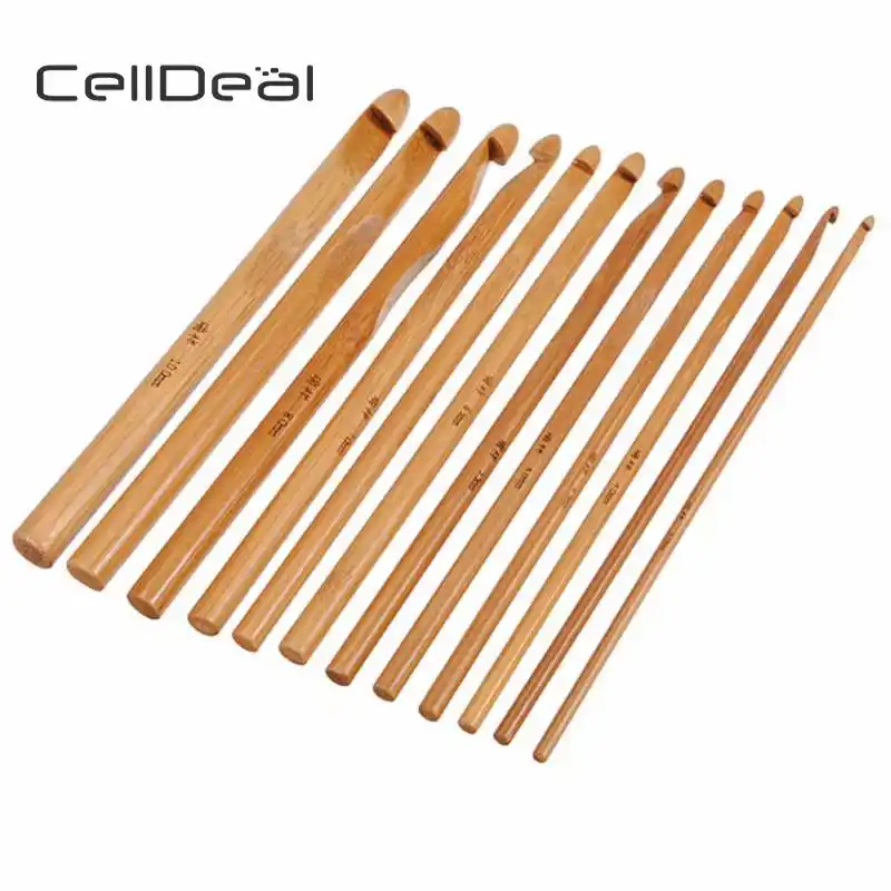 CellDeal 12 шт. бамбуковая плетеная пряжа крючком игла ручка Вязание Пряжа ремесла DIY 3