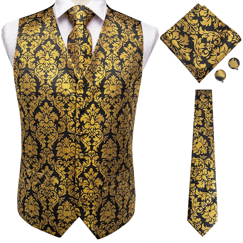 MS0008 Бренд Hi-Tie, мужской жилет, красный, вечерние, свадебный платок, галстук, классический, Пейсли, Цветочный, карман, квадратный галстук, костюм, жилет - Цвет: MS0008