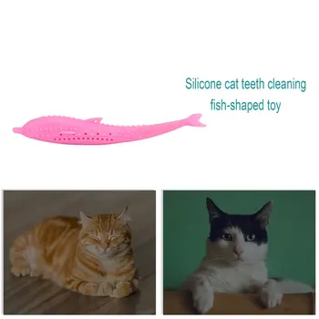 

New Cat Fish Shape Toy With Catnip Cat Self Cleaning Toothbrush Brush Bad Breath Tartar Teeth Tool Dog Cat Cleaning Supplies
