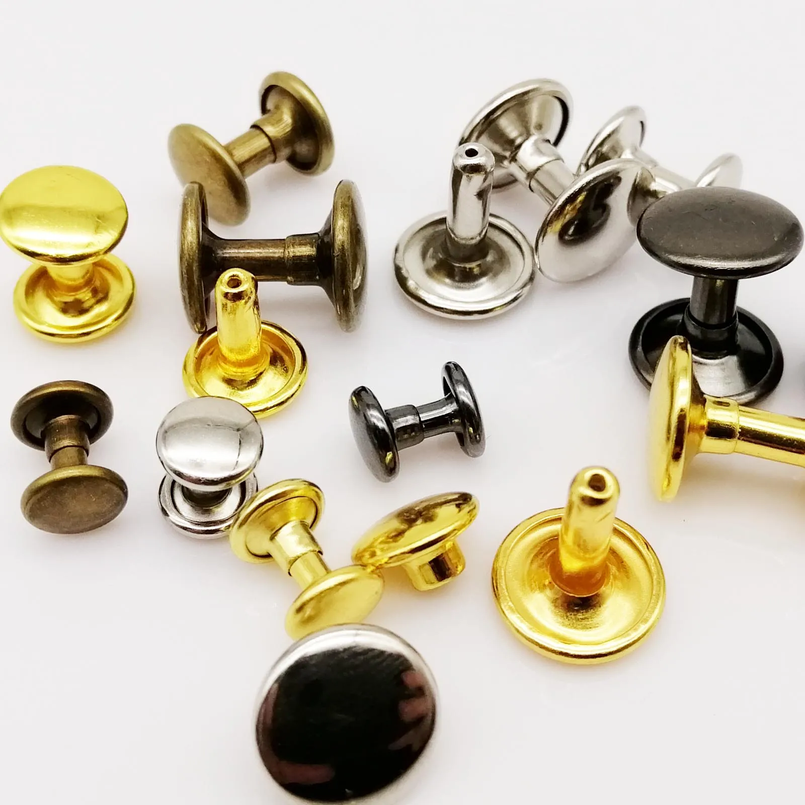 400/600 sets 6mm 8mm 10mm Metal Double Cap Side Round Rivet Spike Stud Leather Belt Wallet Bag Clothes Assortment Kit Box metal rivets belt strap rivets metal studs leather rivets