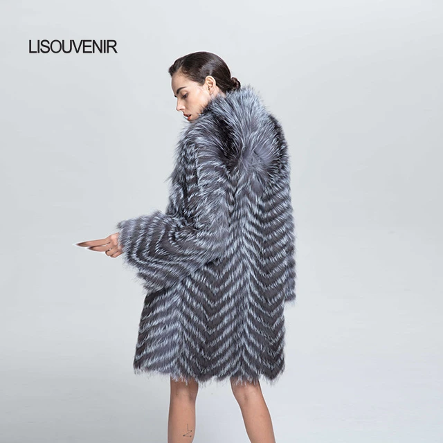 Lisouvenir новая зимняя коллекция, модный дизайн, Женский спелый натуральный Лисий мех, пальто, теплый Лисий мех, куртка с воротником-стойкой