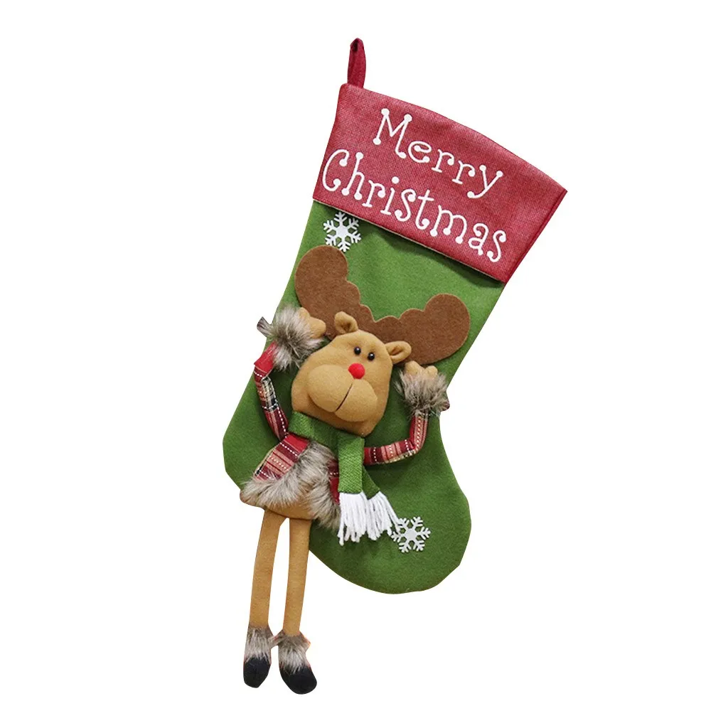 O 1PC Ornaments Festival Party Xmas Tree Hanging Decor Christmas Socks women's warm socks New Year socks skarpety swiateczne#T - Цвет: O