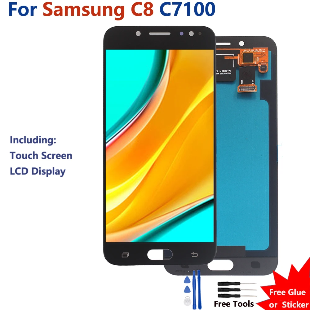 

For Samsung Galaxy C8 C7100 C710 C7 2017 Amoled LCD Display Touch Screen Digitizer Assembly LCD Display Replacement For Samsung