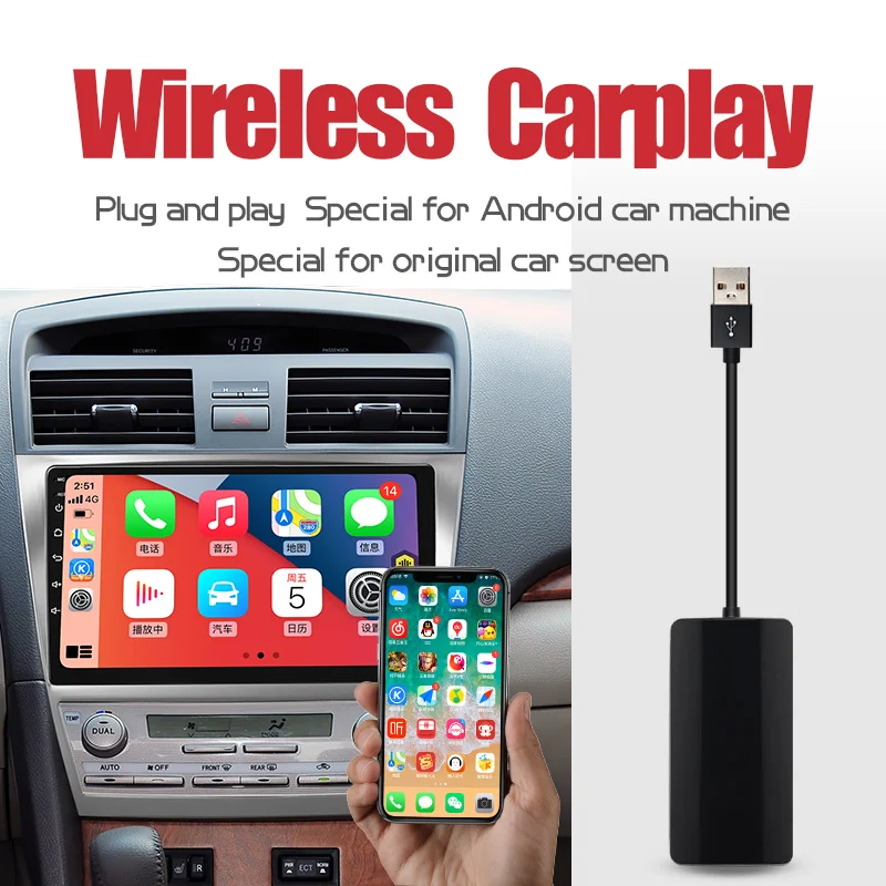 Jiuyin carplay sem fio apple android auto ligação inteligente usb dongle para carro android navegação jogador carplay interconexão telefone