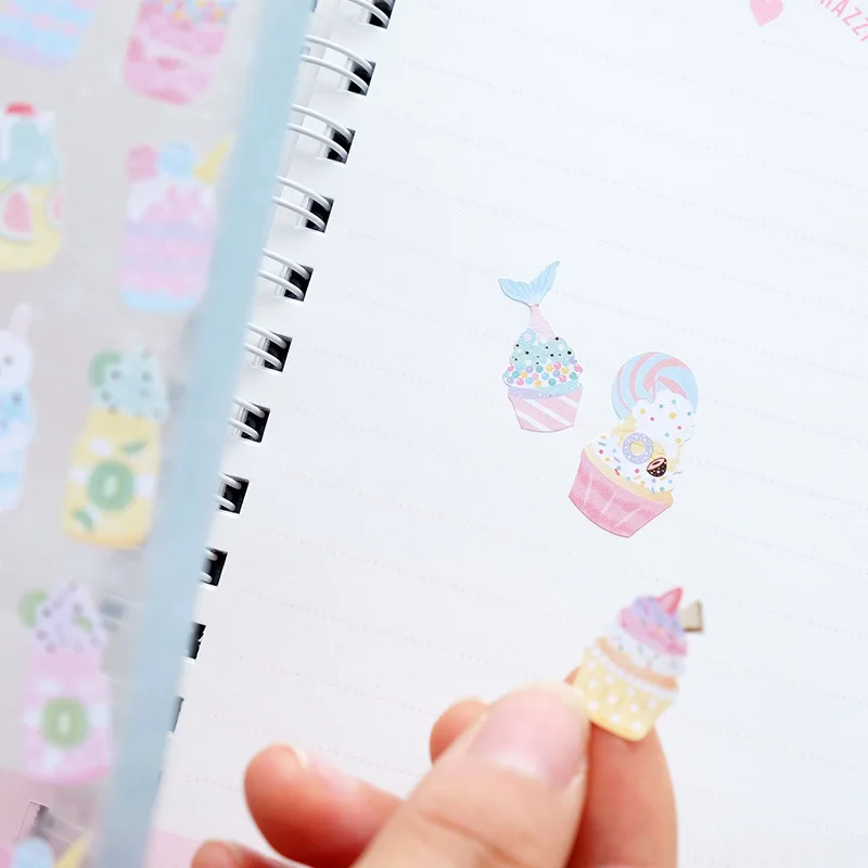 Nekoni Cute Cake Snack Stickers Macaron Color Shinning Paper Sticker for Scrapbooking Diary Card Journal Decoration DIY Craft