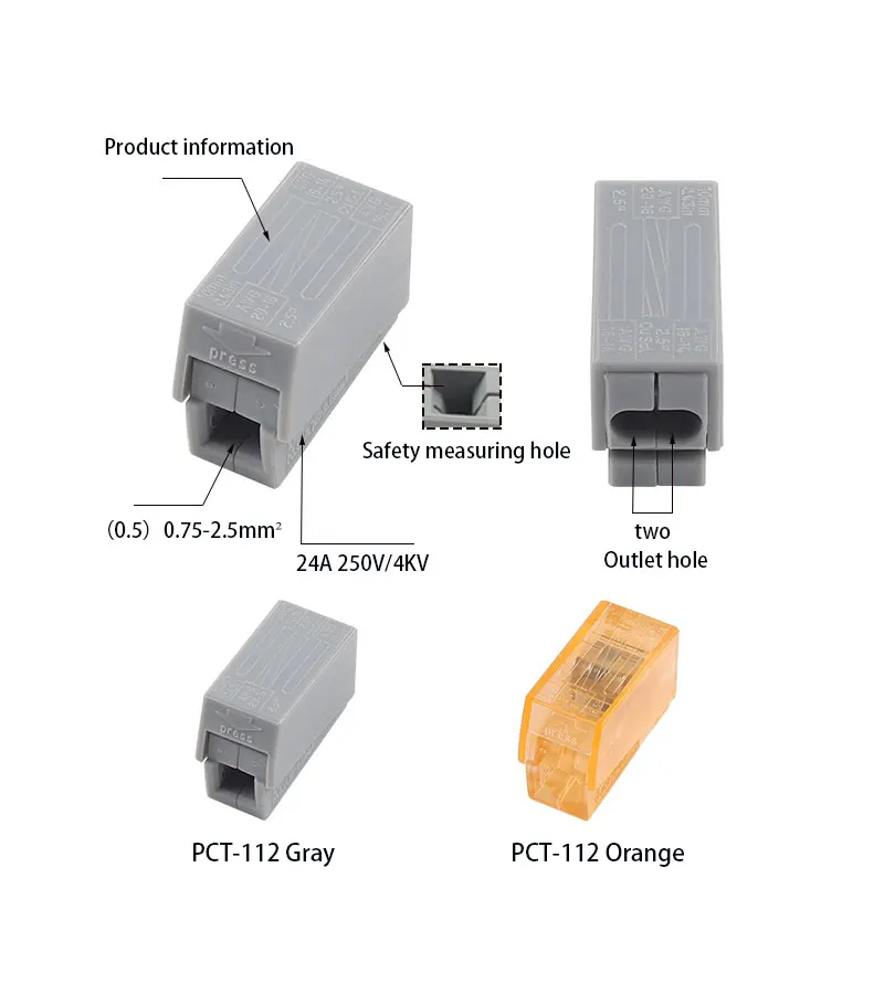 30/50/100 шт быстрое нажатие разъем проводки(PCT-112 1P 2 отверстие) лампа Разъем PCT-111/121 один 1p кабель проводное соединение