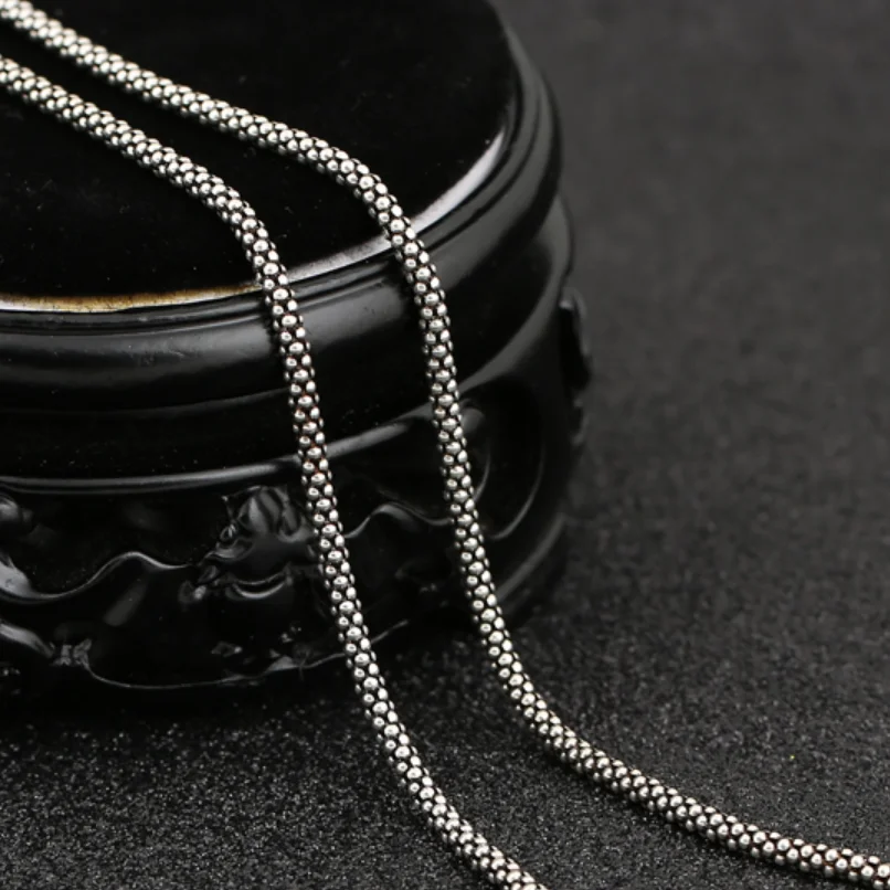 Real Silver Necklace Men Women Thai Silver 3mm Corn Necklace Male s925 Sterling Silver Long Chain Retro Pendant Necklace Jewelry - Image 5