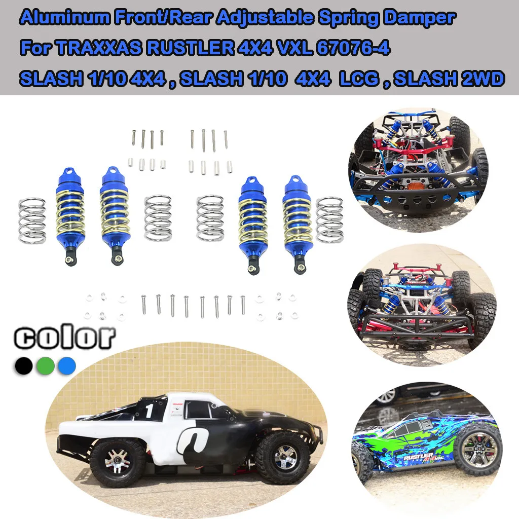 

Aluminum Front/Rear Adjustable Spring Damper For TRAXXAS RUSTLER 4X4 SLASH 1/10 RC Car