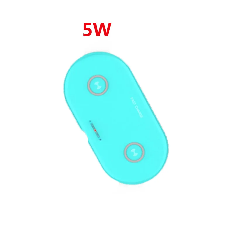 Blue 5W 10W Fast Wireless Charging Dual Qi Wireless Charger Pad For Samsung S10 Fast Wireless Charger For iPhone X XS Max 8 plus Xiaomi - Цвет: Blue 5W