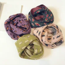 LDSLYJR осенне-зимний вязаный детский шарф Модный корейский стиль Леопардовый принт кольцо шарф для мальчиков и девочек 16