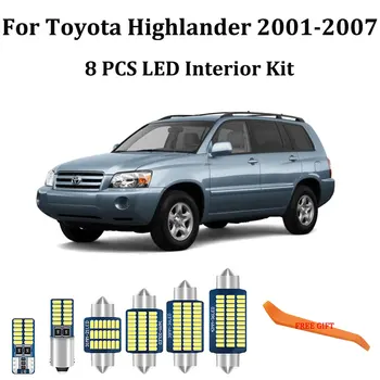 

8Pcs White Canbus led Car interior lights Package Kit for Toyota Highlander 2001 - 2006 2007 led interior Dome Trunk lights