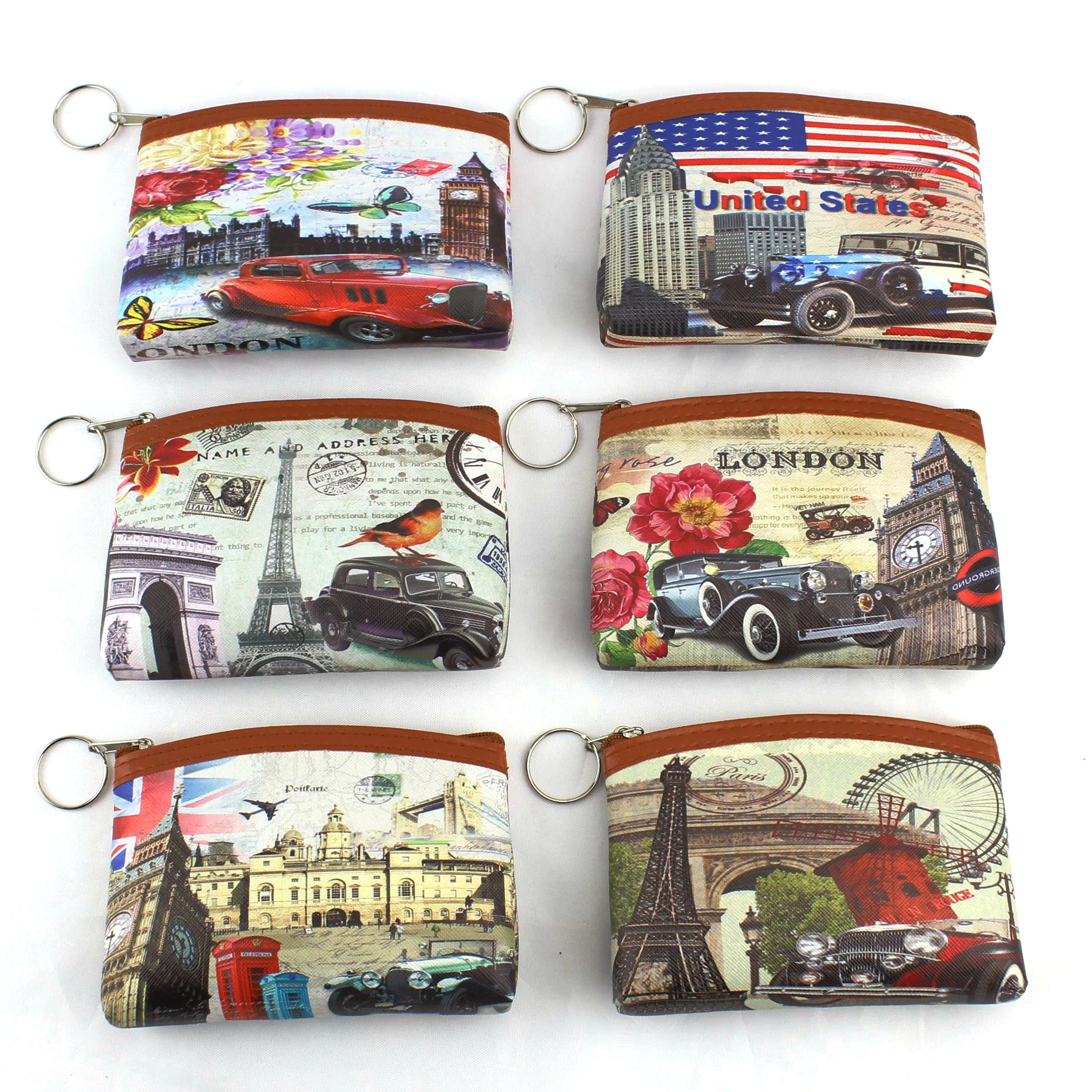 Children vintage Eiffel Tower coin purses girl Big Ben change purse women zipper coin bag lady zero wallet female kids pouch