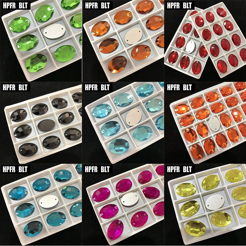 Oval Shape Crystal 15 Color Sew On Rhinestones Sewing Jewelry Beads For Dress Making Decoration | Дом и сад
