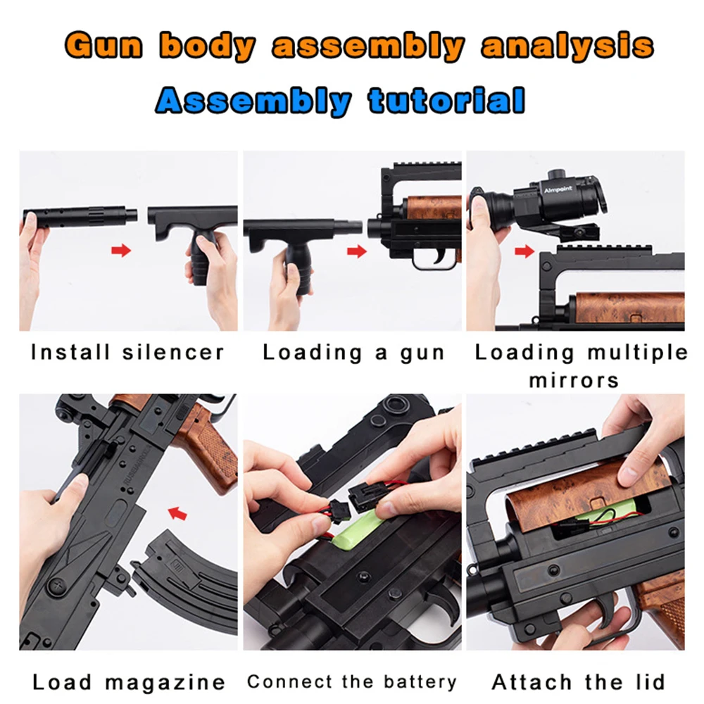 Auto Manual Soldier Electric Water Bullets Ball Toy Gun Battle Game kids 