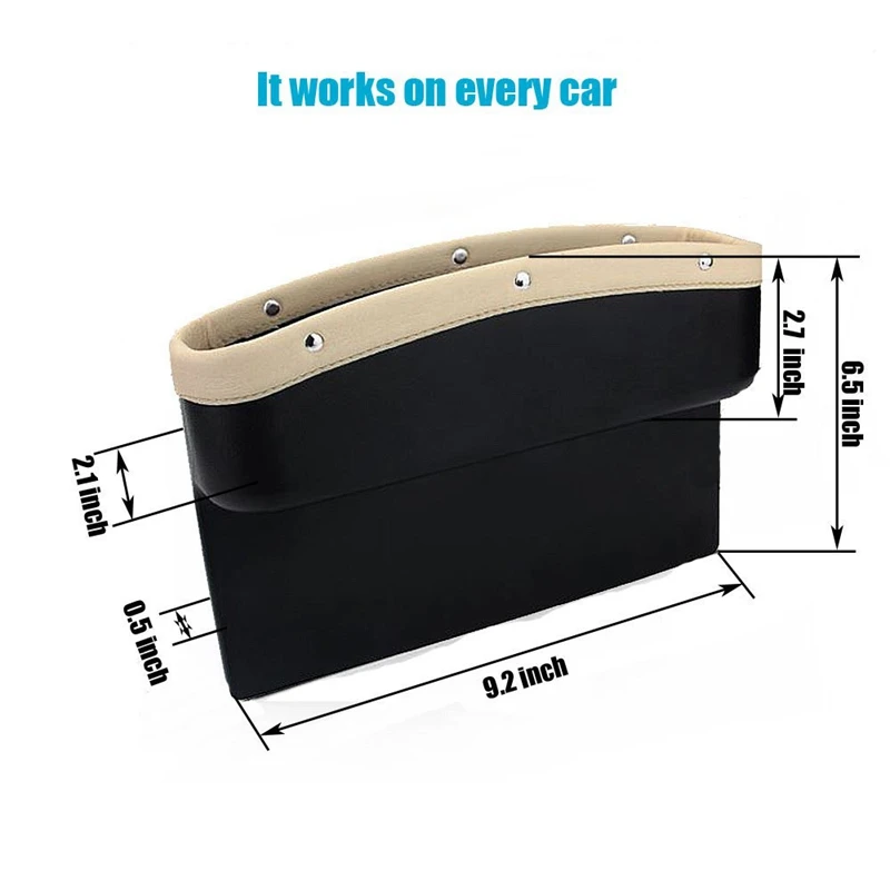 Автомобильная сумка на сиденье из искусственной кожи, автомобильное боковое сиденье, органайзер, уплотняющая прокладка для сидения, Catch Caddy с нескользящим ковриком, бежевый чехол, аксессуары(2 Pac
