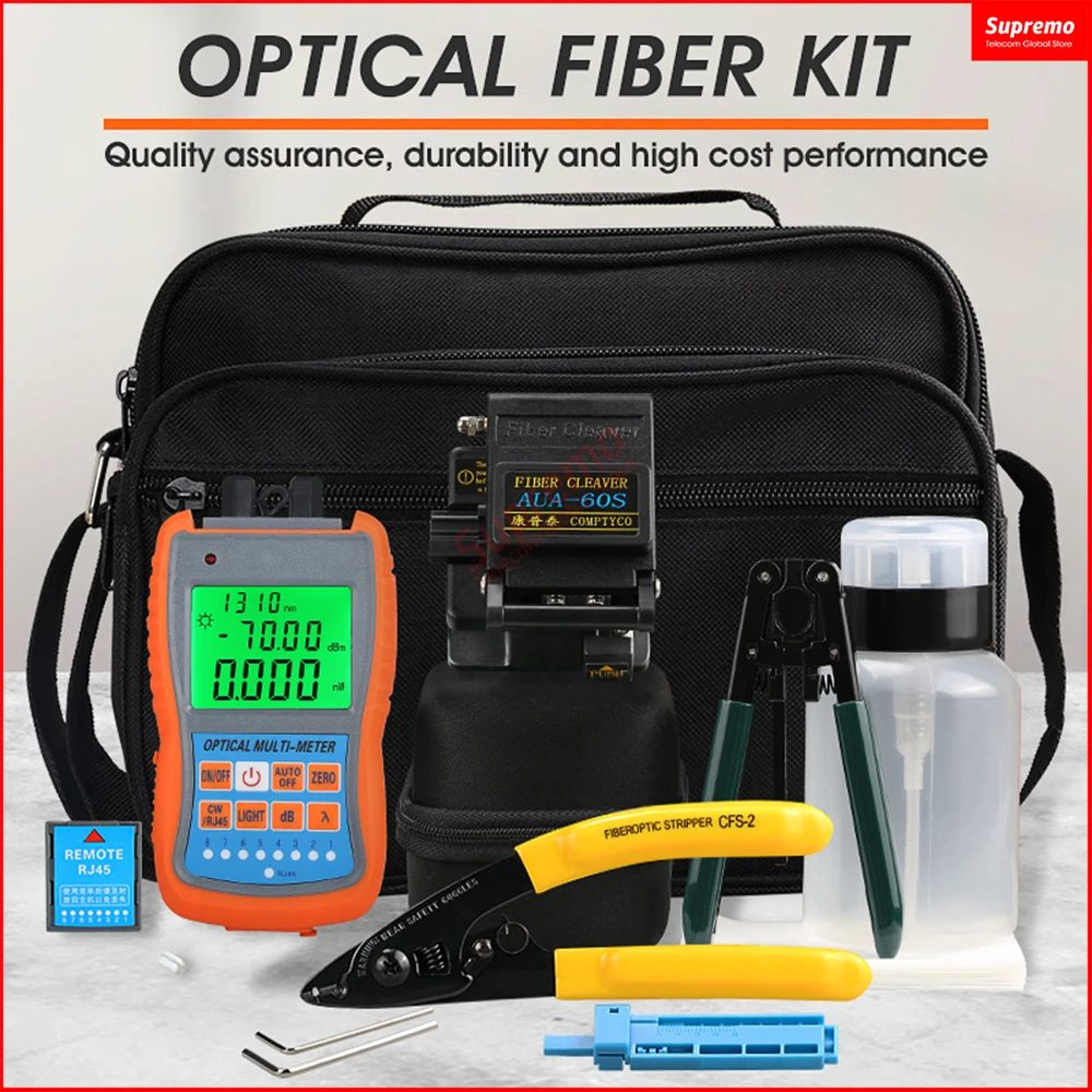 

Mini Optic Fiber Power Meter FTTH Fiber Optic Splice Tool Kit Fiber Cutter AUA-60S CFS-2 Fiber Stripper