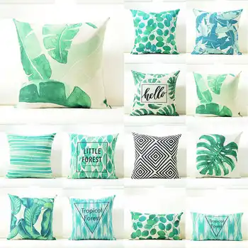 

Tropical Plant Cotton Linen Floral Pattern Pillow Case Waist Throw Soft Room Gifts Single Sides Printing Cushion Case