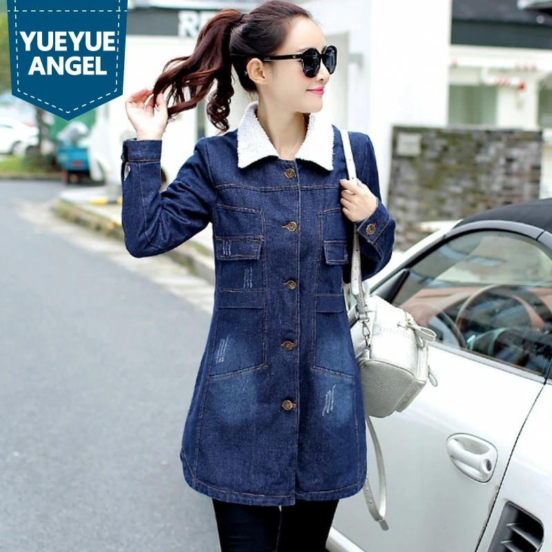 Abrigos vaqueros Retro Vintage mujer, parka holgada con cuello de piel, de talla S 5XL abrigo largo, moda de invierno|Parkas| - AliExpress